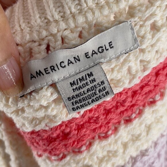 NWT American Eagle Crochet Striped Tube Top Long Sleeve Cardigan Sweater Set M - Picture 6 of 9